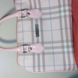 Burberry Pink Plaid and Beige Nova Check Satchel